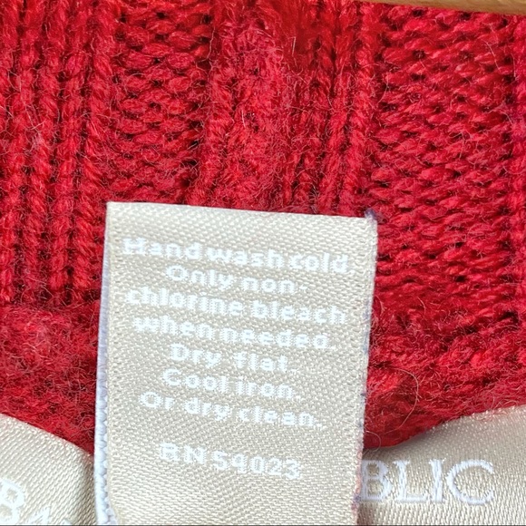 Banana Republic Wool Cashmere Blend Cable Knit Mixed Knit Cowl Neck Red Sweater - Picture 14 of 16